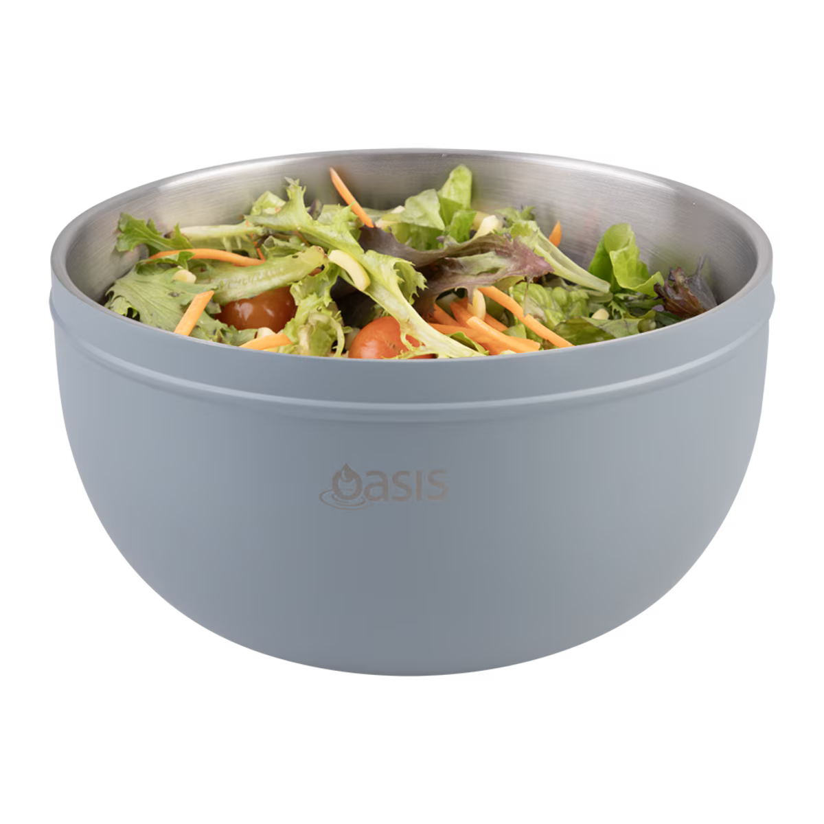 Oasis S/S Double Wall Salad Bowl with Lid 2.8lt - Hazy Blue