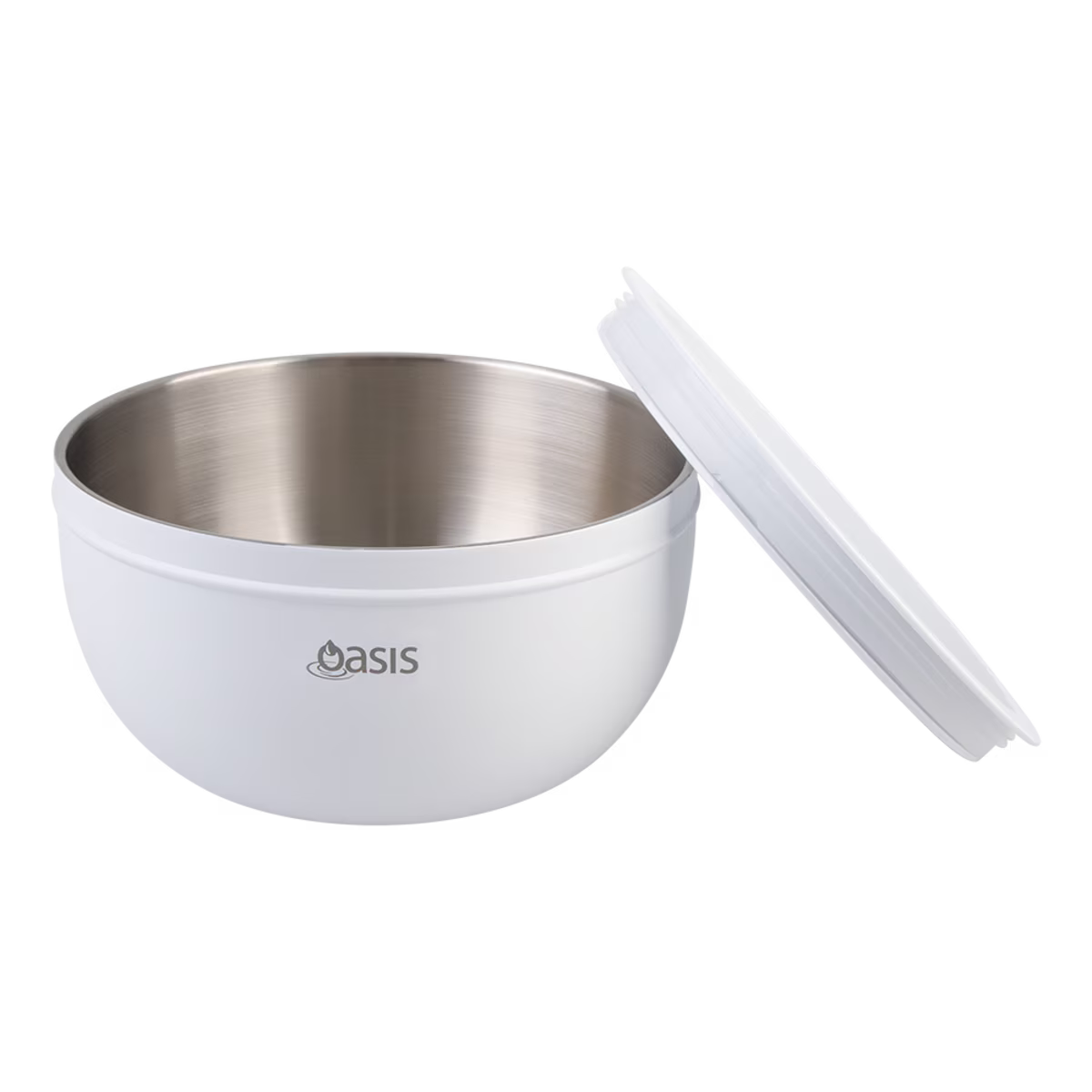 Oasis S/S Double Wall Salad Bowl with Lid 2.8lt - White
