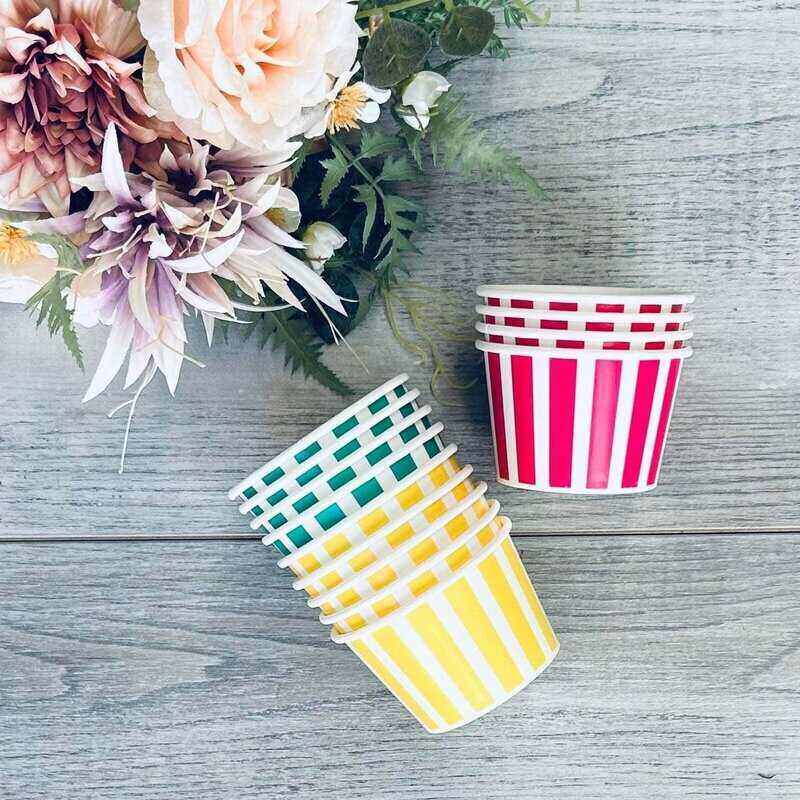 8oz gelato cup - candy stripe - centaur packaging