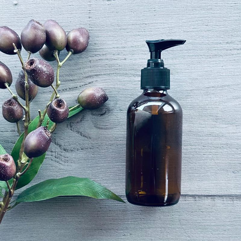 240ML amber glass bottle with plastic lack pump