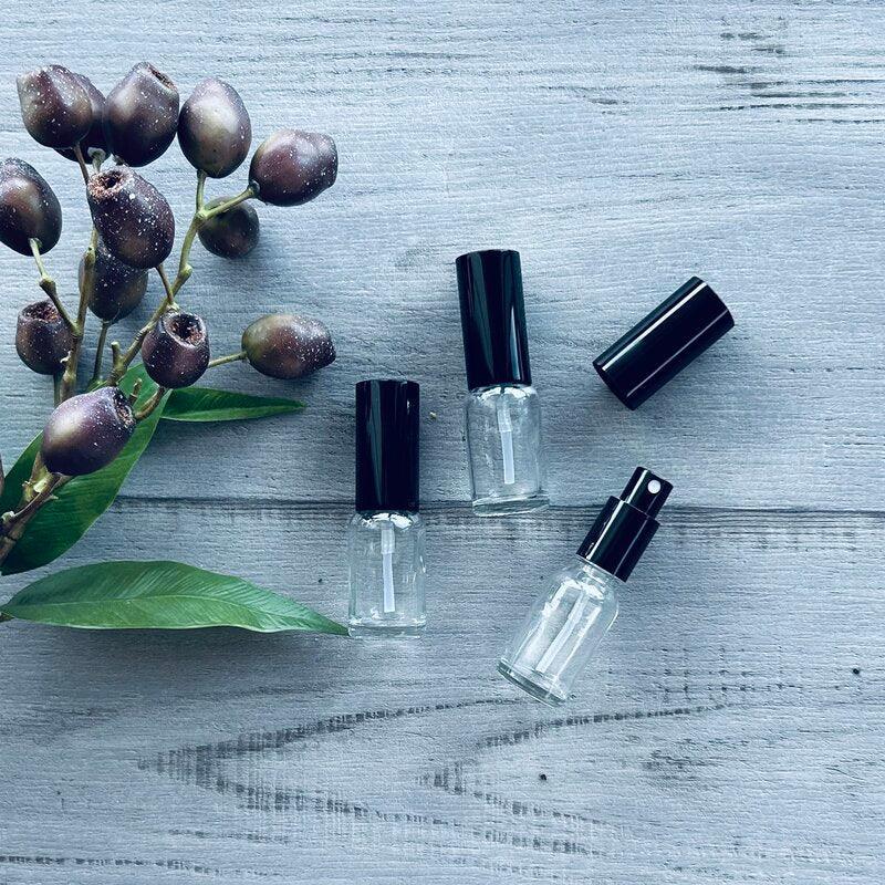 15ml clear bottle with perfume mister black x 3