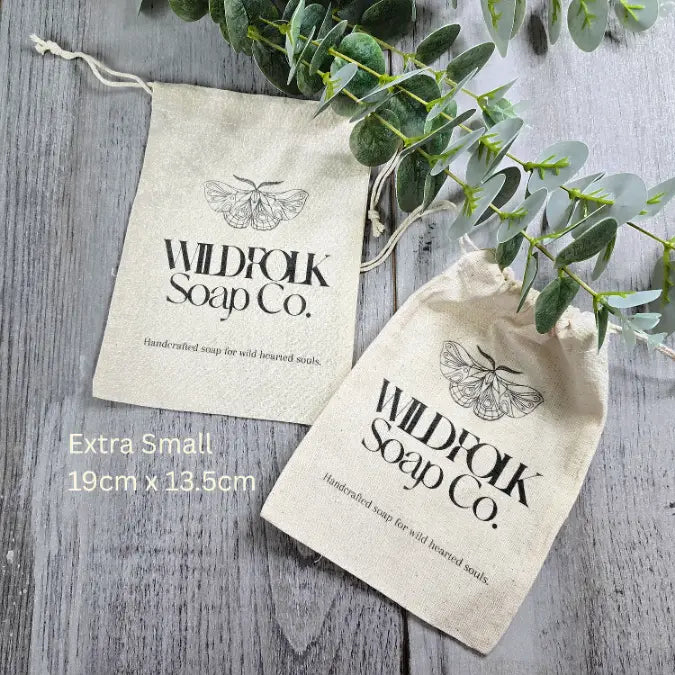 custom print extra small drawstring calico bag @centaur packaging