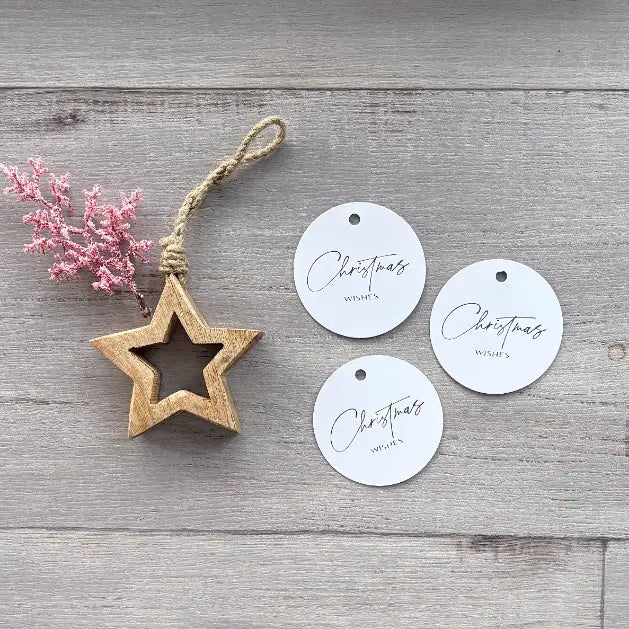 Christmas Wishes Round Tags - Gold & White PK 20