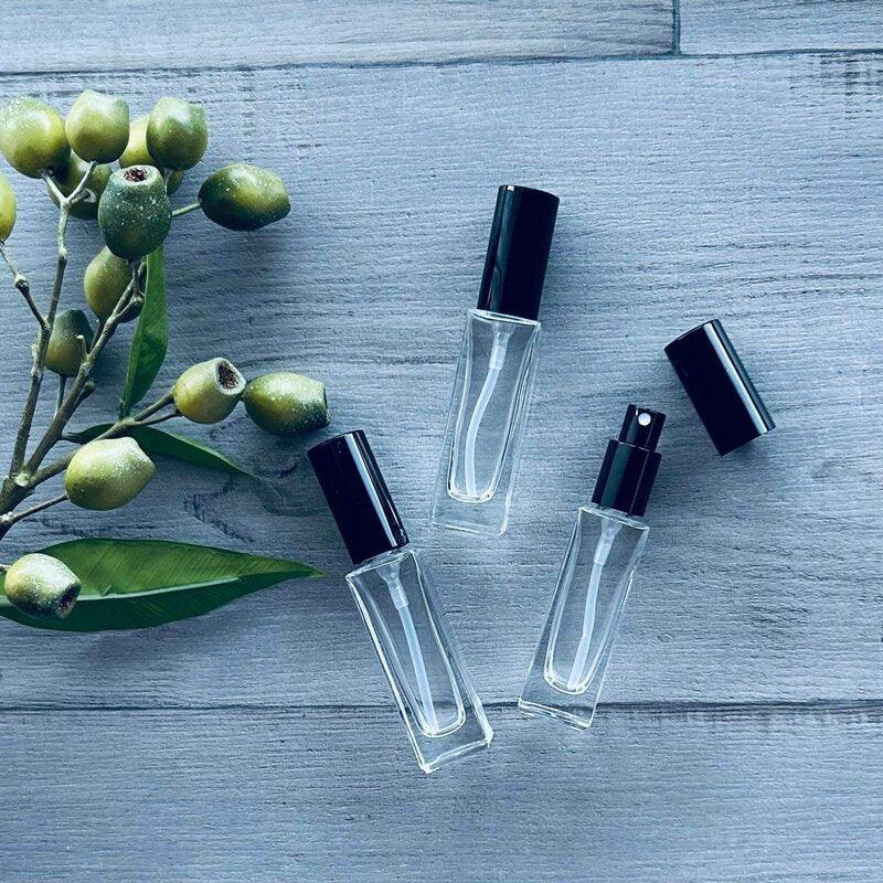 30ml tall glass bottle with black perfume mister x3
