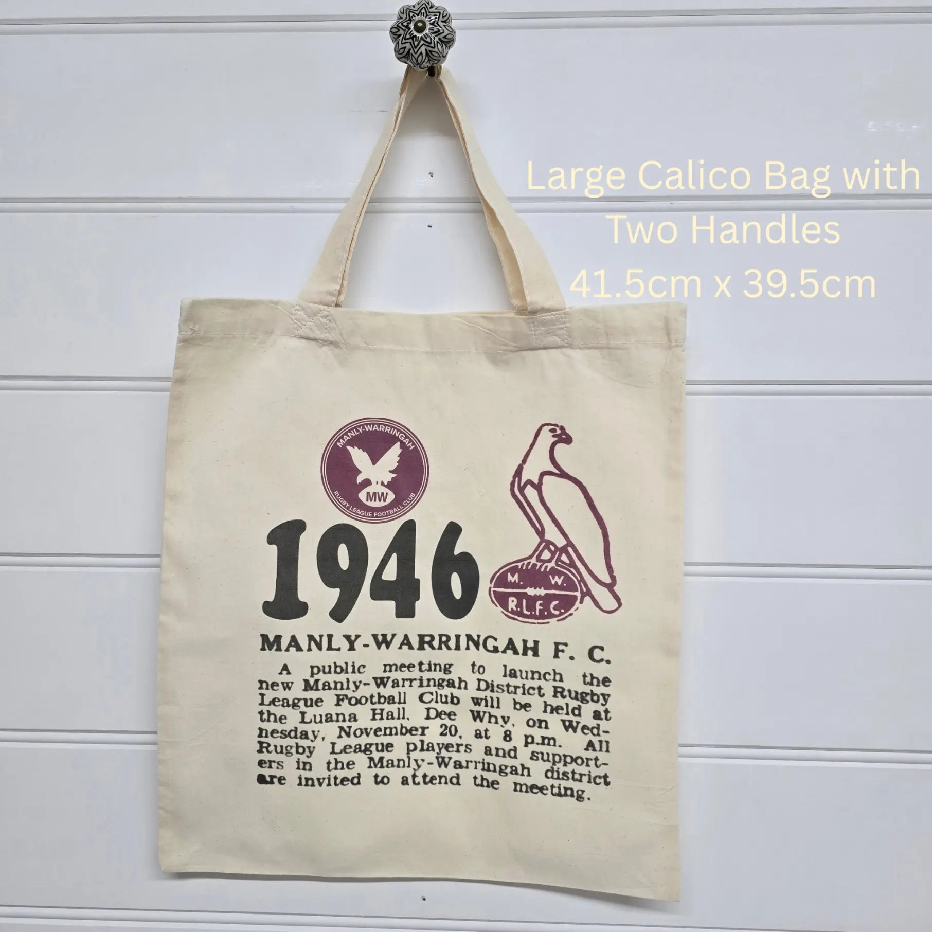 custom printed large calico bag with two handles