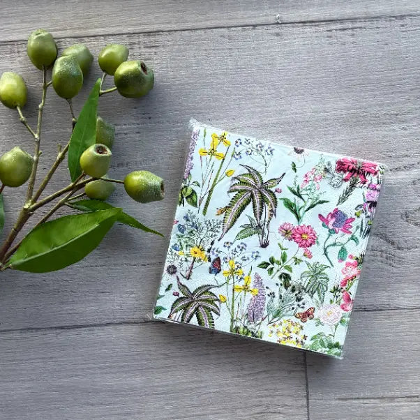 botanical print paper napkins 3ply 20 pack