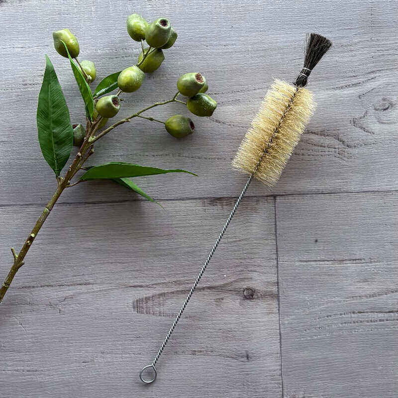 bottle brush natural bristle twist wire handle small