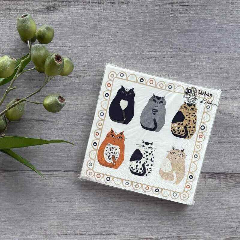 cat print paper napkins 20pk