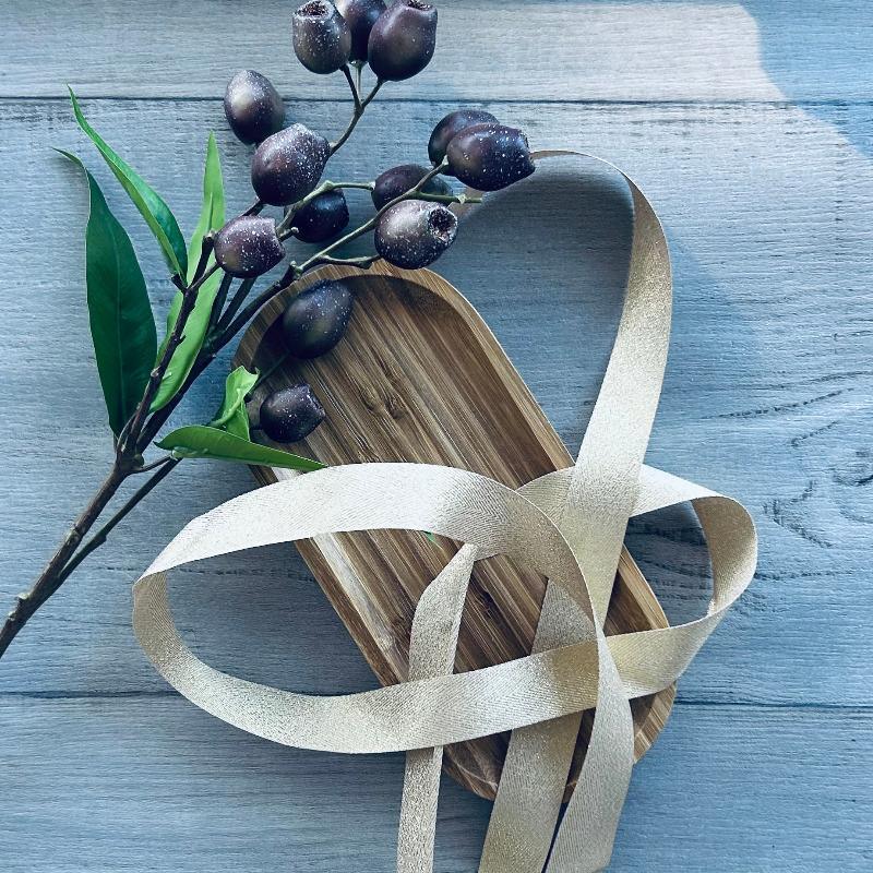 25mm herringbone shimmer ribbon champagne & gold 20mt