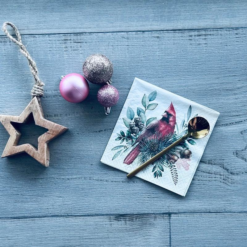 red cardinal cocktail napkin