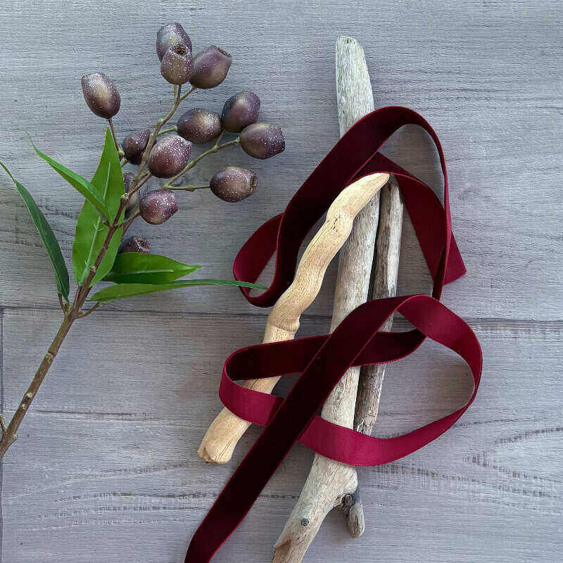 Premium Plush Velvet Ribbon Dark Red 25mm x 20mt