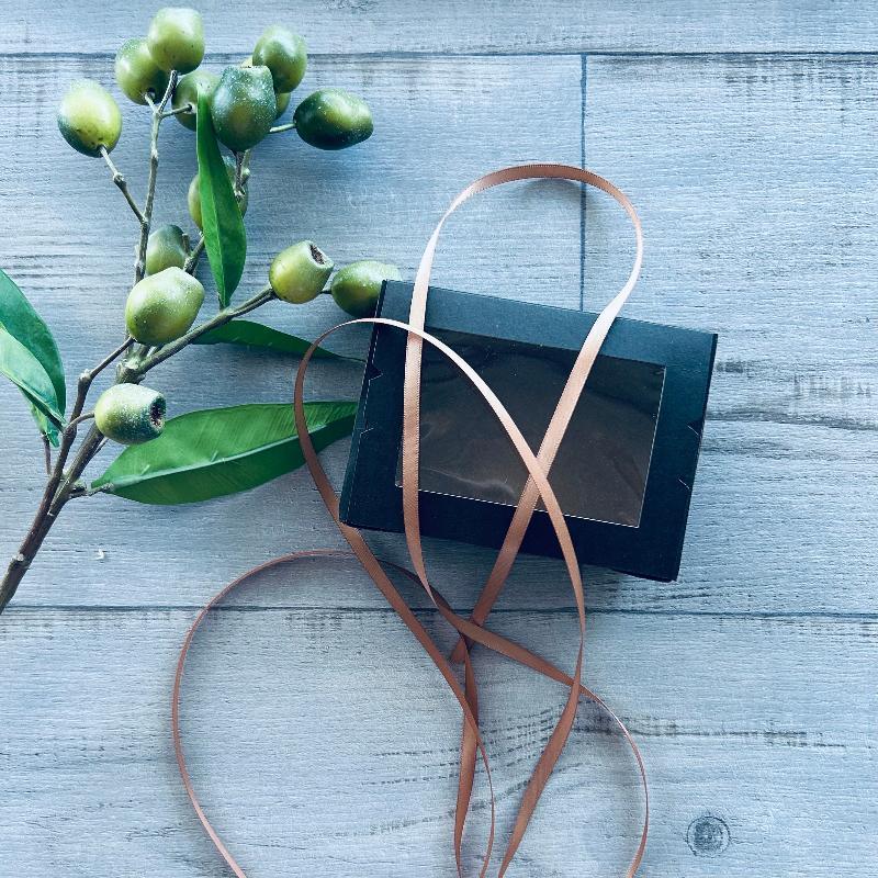 6mm double faced satin ribbon copper 25mt with black gift box