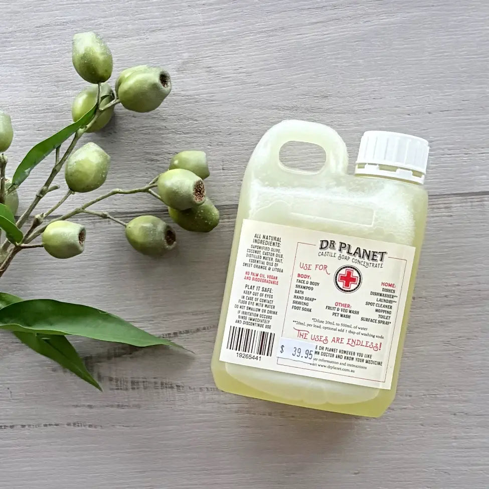 Dr Planet Castile Soap Concentrate 1 Litre - Sweet Orange & Litsea back view