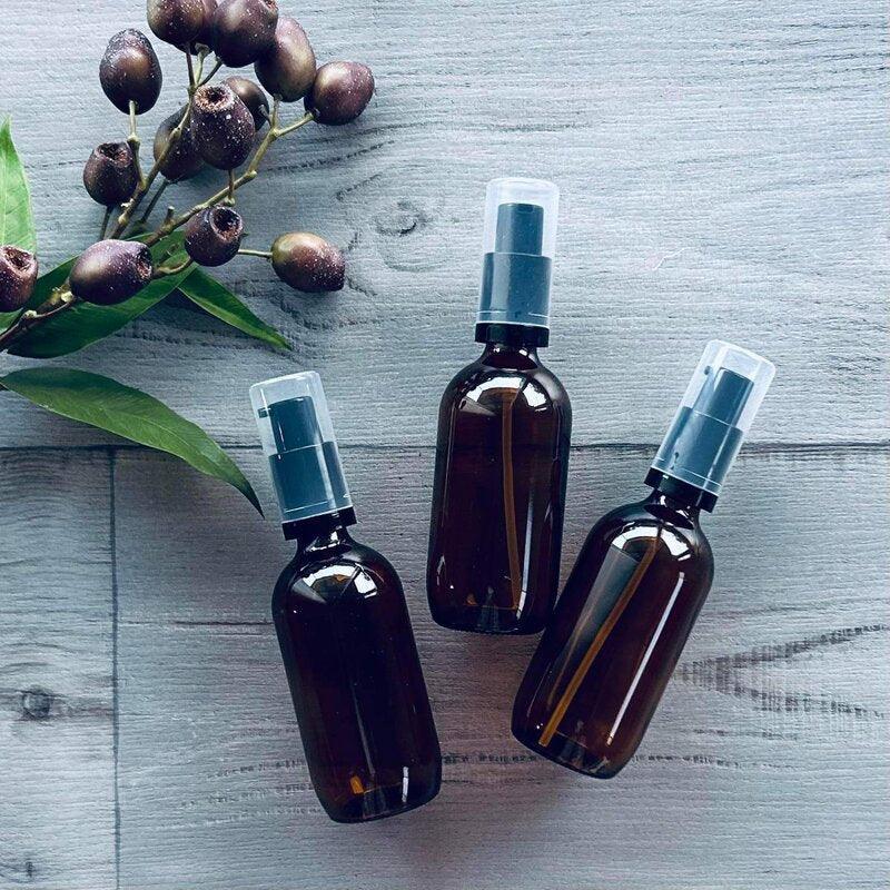 200ml amber bottle with black foamer and clear lid x 3