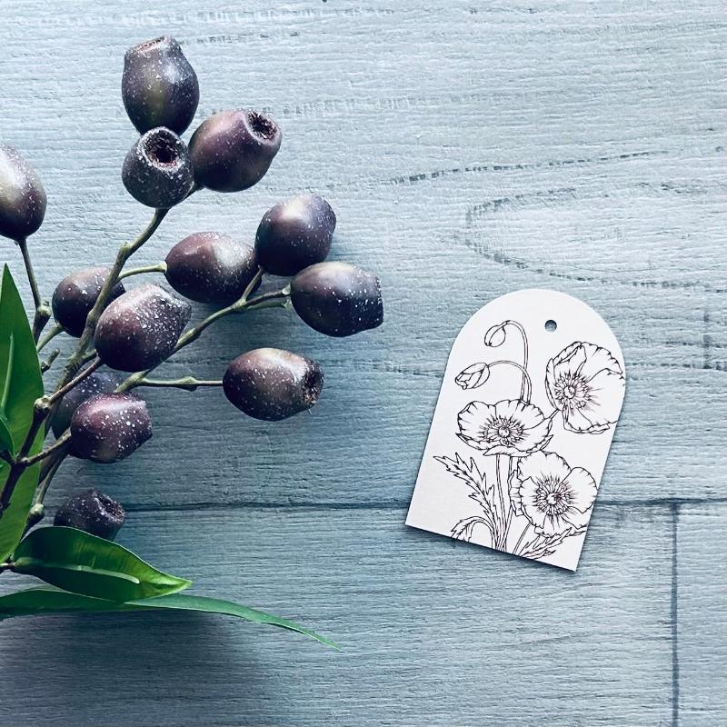 foil stamped gift tag blush poppy