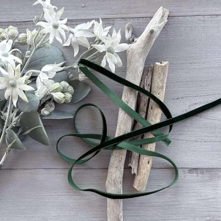 Premium Plush Velvet Ribbon Forest Green 10mm x 20mt