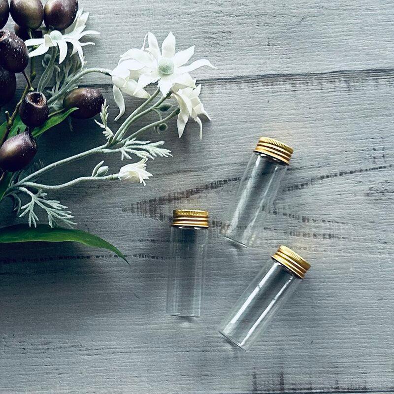 gold screw top lid clear glass test tube @centaur packaging