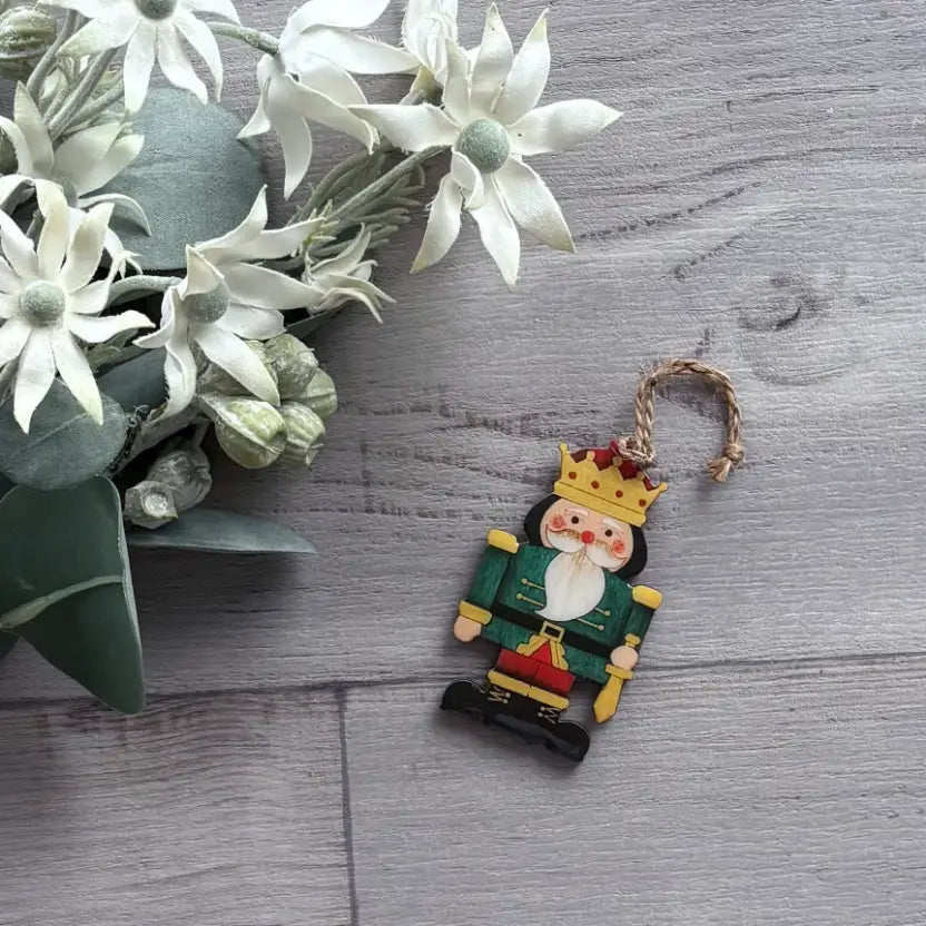 Wooden Hanging Decoration Nutcracker - Green