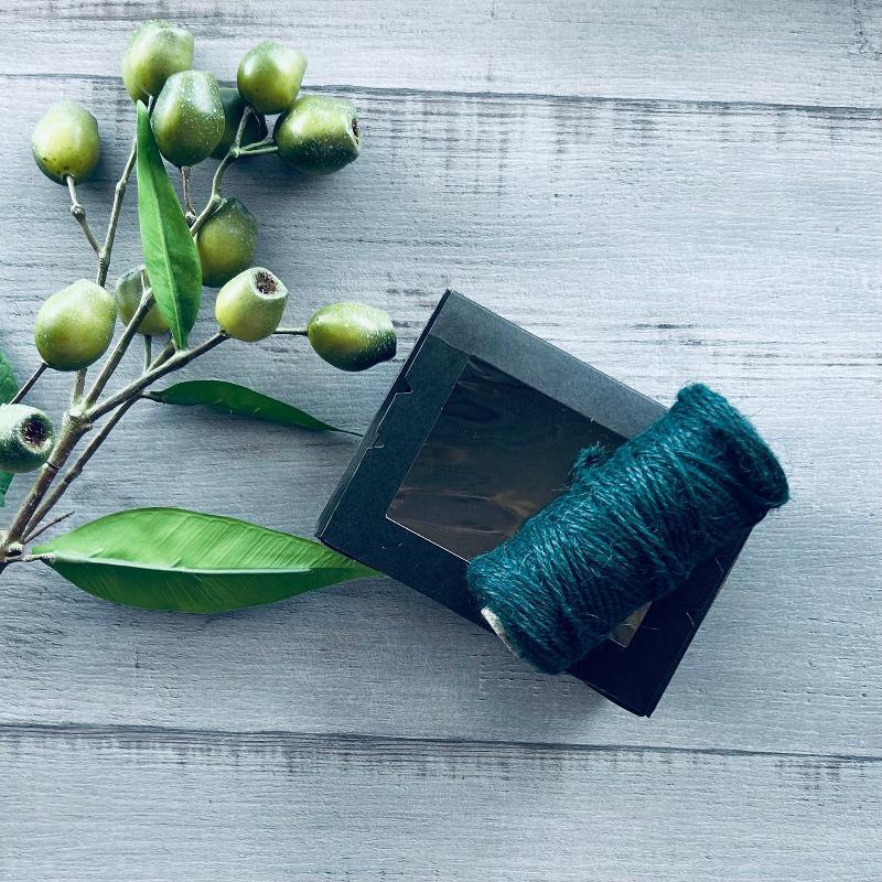twine natural green with black gift box