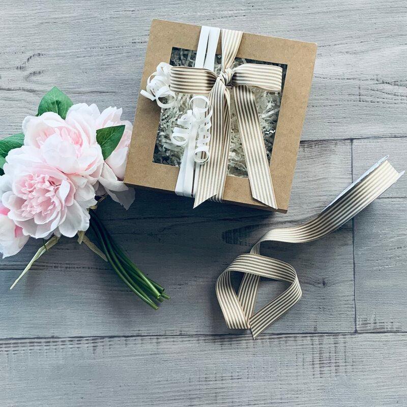 Grosgrain Fine Stripe 25mm x 20mt - Natural - centaur packaging