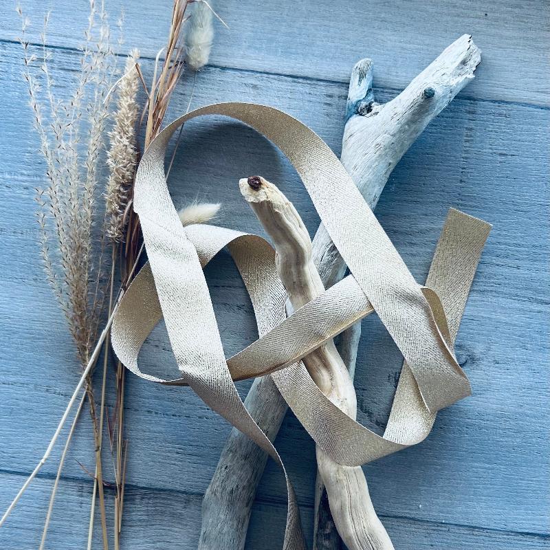 25mm herringbone shimmer ribbon champagne & gold 20mt