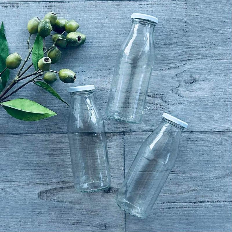 250ml Glass Milk Bottle White Lid x 3 - centaur packaging