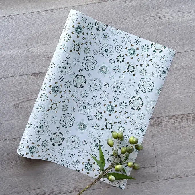 Wrapping Paper - Xmas Kaleidoscope River Gum & Gold
