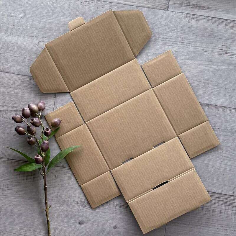 small tall kraft cardboard mailer box layed flat