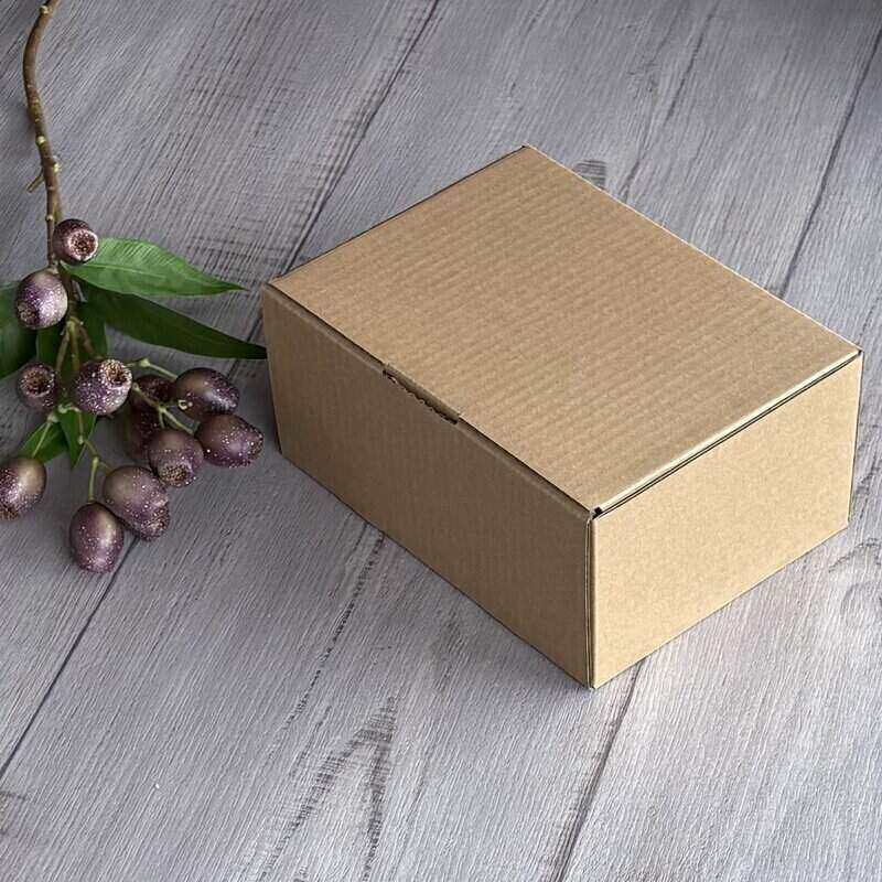 small tall kraft cardboard mailer box lid closed