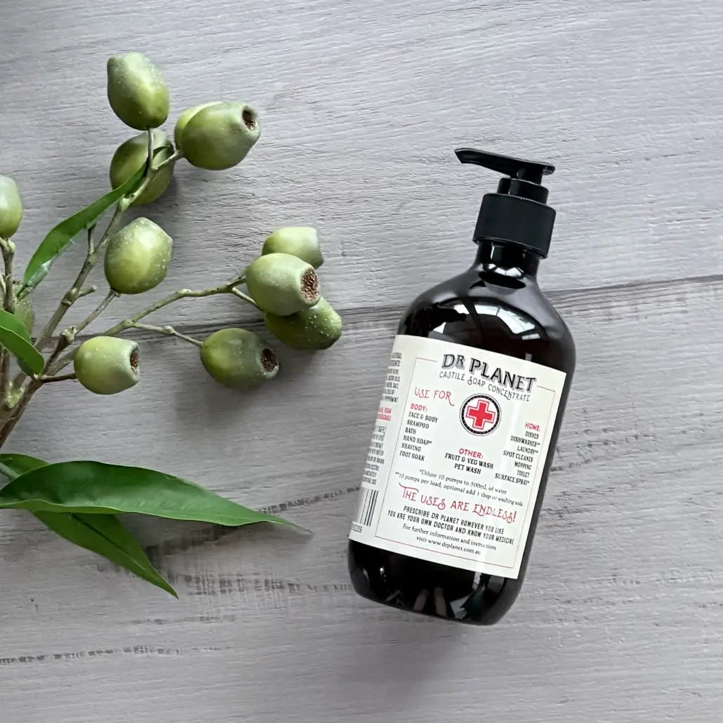 Dr Planet Castile Soap Concentrate 500ml - Peppermint & Lavender back view