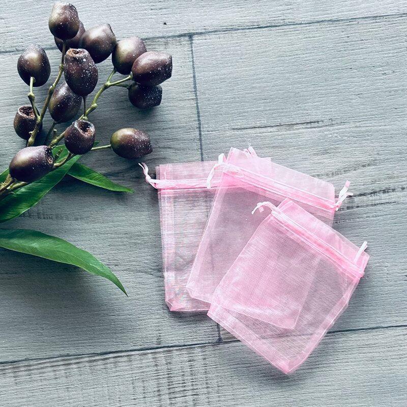 medium pink organza bag x 3