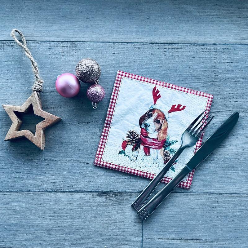 santa dog paper napkins
