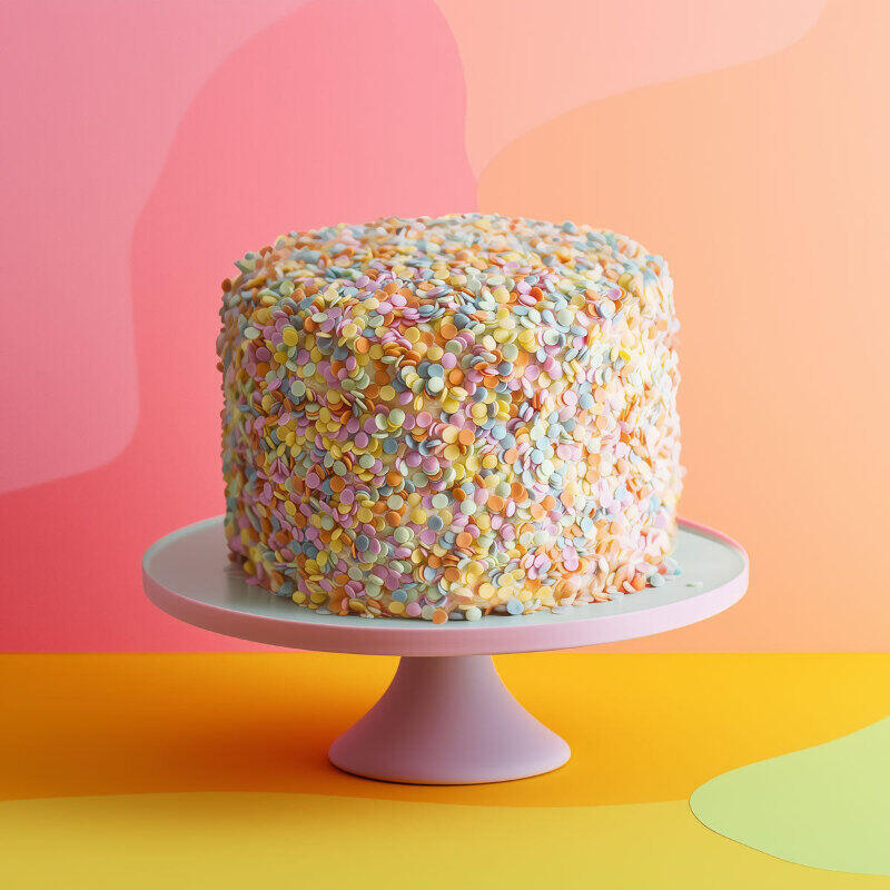 Sprinkles Pastel Confetti by Sprinks decorated round cake