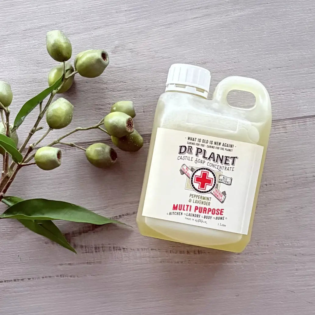 Dr Planet Castile Soap Concentrate 1 Litre - Peppermint & Lavender @centaur packaging