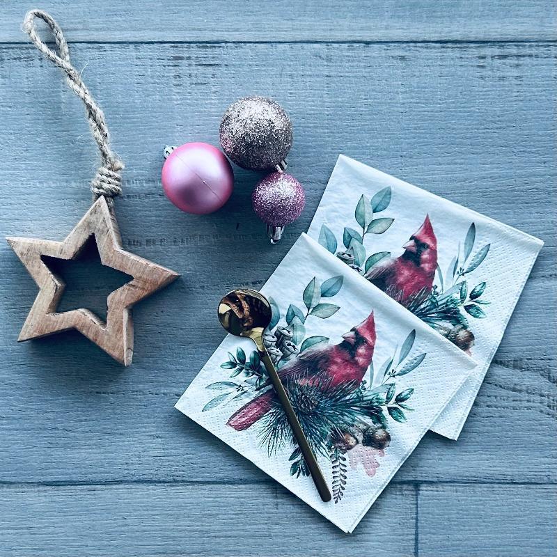 red cardinal cocktail napkin
