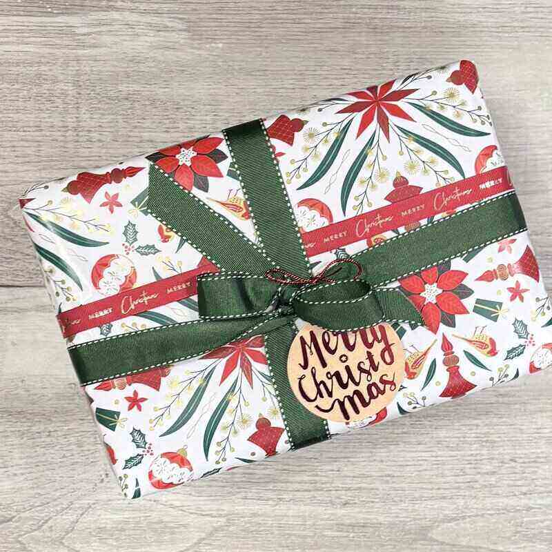 Wrapping Paper - Xmas Mandala Pink, Red, Green & Gold @centaur packaging