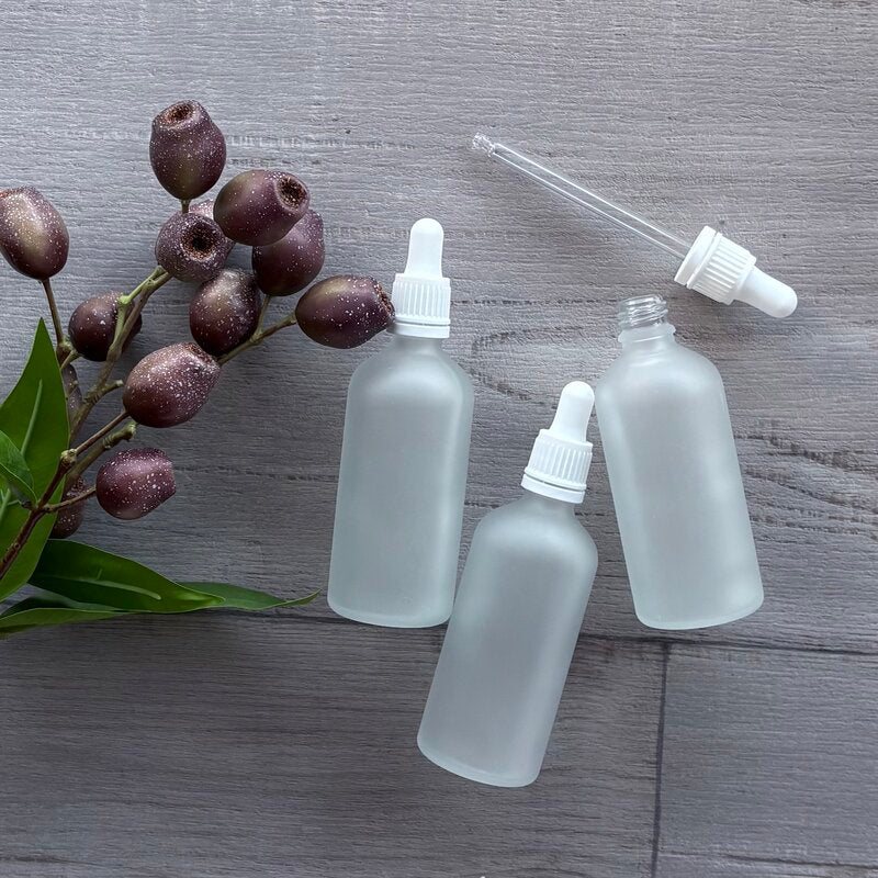 100ml Frosted Glass Bottle with White Tamper Evident Dropper