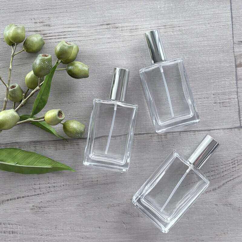 100ml Square Glass Bottle with Gold Perfume Mister X 3