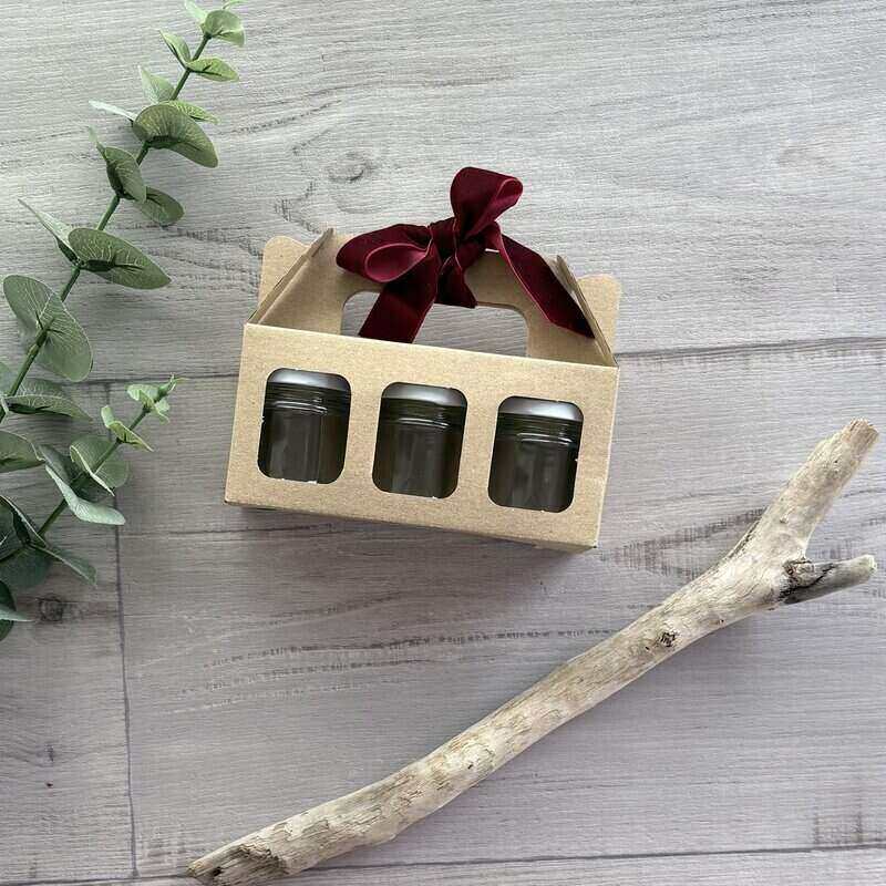 Carry Pack Triple Jar - 110ml Square & 100ml round jar with ribbon