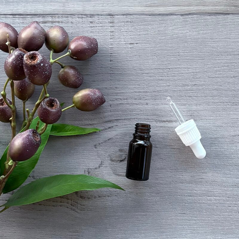 10ml amber glass bottle with tamper evident white dropper