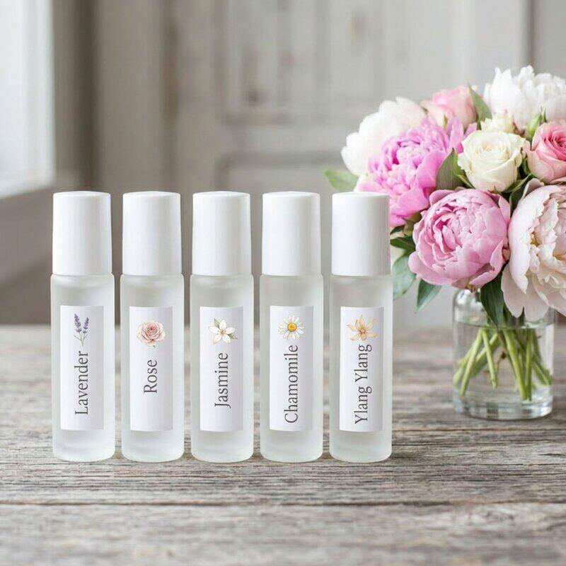 frosted roller bottles with labels