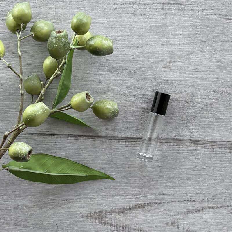 10ml Clear Glass Roller Bottle with Black Lid - Pack of 5