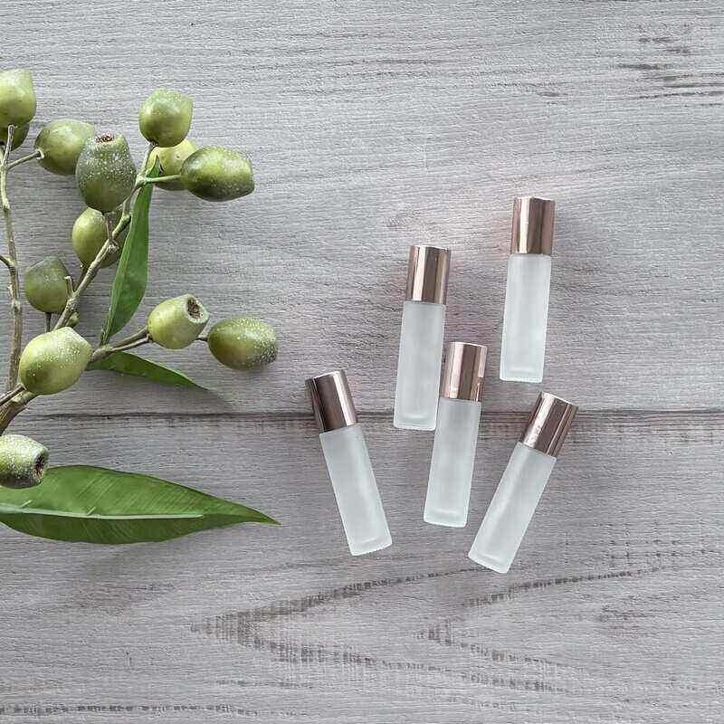 10ml Frosted Roller Bottle with Blush Lid - 5 pack