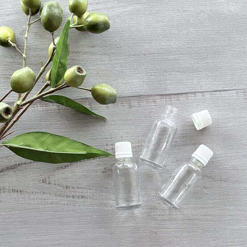 30ml Clear Thick Glass Bottle with White Dripolator x3