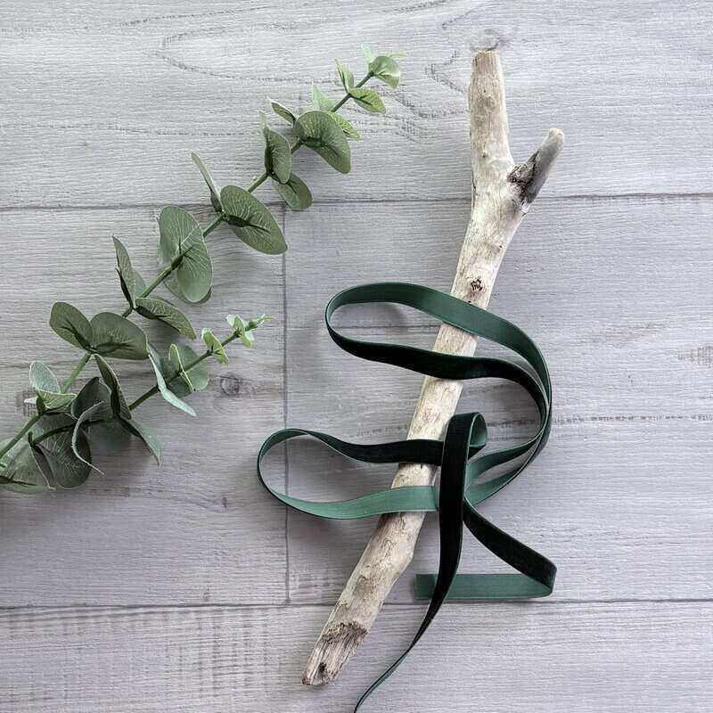 Premium Plush Velvet Ribbon Forest Green 15mm x 20mt