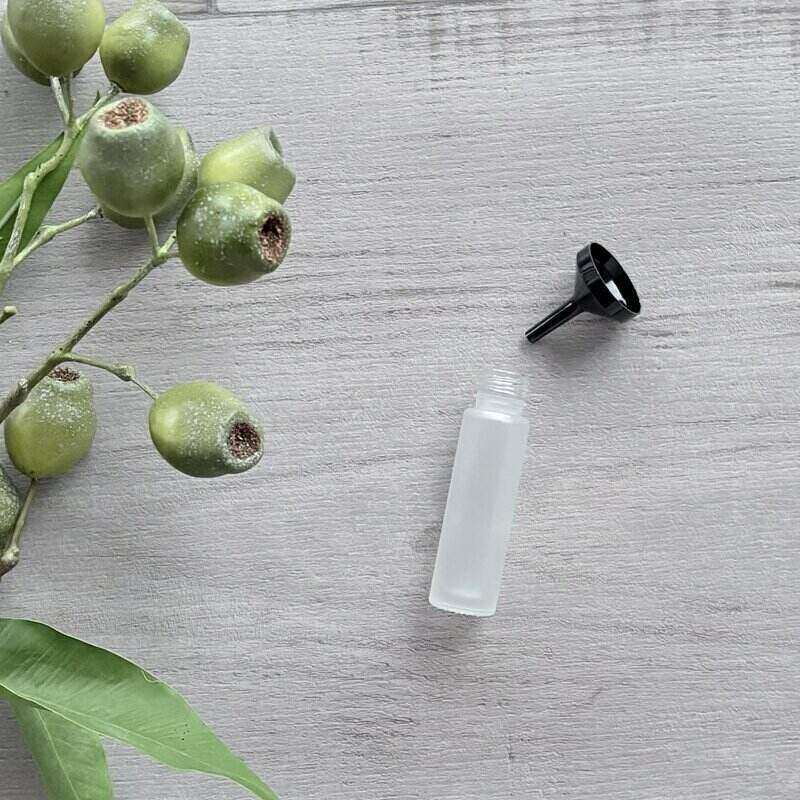 Mini Metal Funnel - Black with frosted bottle