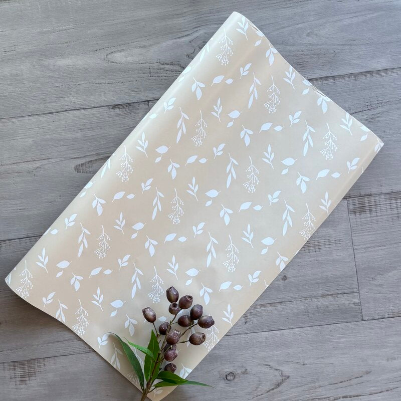 leaf spray ecru wrapping paper counter roll 70cm x 25mt