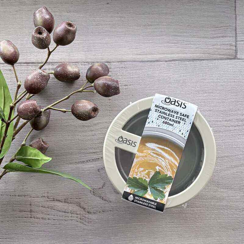 Oasis Microwave Safe Round S/S Container 680ml - Oat
