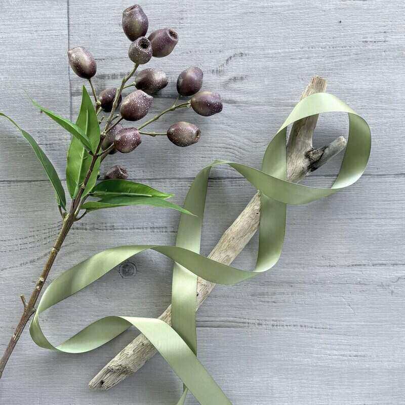 Satin Ribbon Deluxe Double Faced 25mm x 30mt - Sage