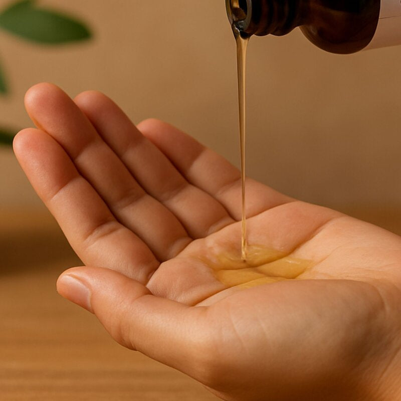 almond oil pouring